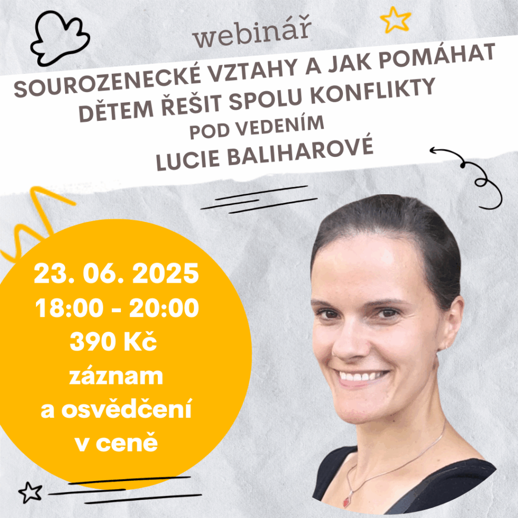 Ilustrační obrázek k webináři o sourozeneckých vztazích – děti sedící spolu, řešící konflikt, podpora porozumění a komunikace v rodině.