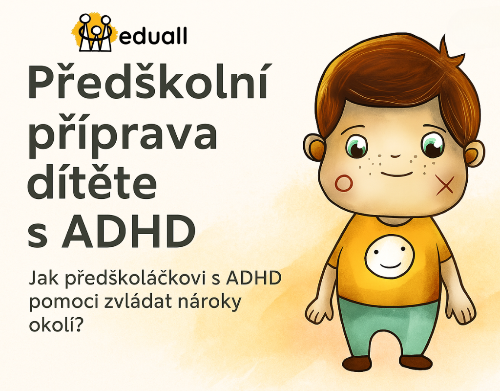 Ilustrace postavičky Edáčka k článku o předškolní přípravě dítěte s ADHD – jak pomoci předškolákovi zvládat nároky okolí.